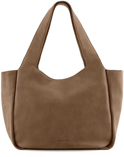 FREDsBRUDER shopper schoudertas Just Easy Shopper Khaki Green bruine
