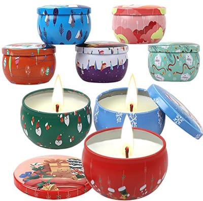 Geurkaarsen voor Kerstmis - 8 Stuks van 100% Natuurlijke Sojawas - Perfect voor Feestdagen en Stressverlichting