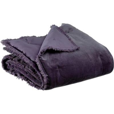 Effen Vivaraise plaid - Katoen en polyester, kleur rozijn, 135 x 200 cm