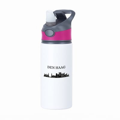 Hacebo® - Den Haag waterfles met rietje roze - Rotterdam - Hagenezen, Hagenaren of toeristen - Stad - Den Haag - Zuid Holland - water fles - 650ML