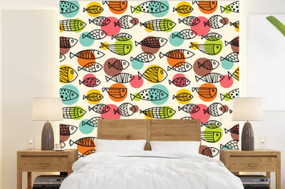 Behang - Fotobehang Stippen - Vis - Regenboog - Breedte 220 cm x hoogte 240 cm