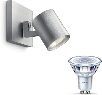 Philips Runner Opbouwspot (Aluminium) - Warmwit Licht - Wandspot of Plafondspot met 1 Lichtpunt - GU10 - Niet Dimbaar