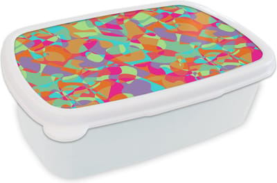Broodtrommel Wit - Lunchbox - Brooddoos - Lavalamp - Regenboog - Patronen - Hippie - 18x12x6 cm - Volwassenen