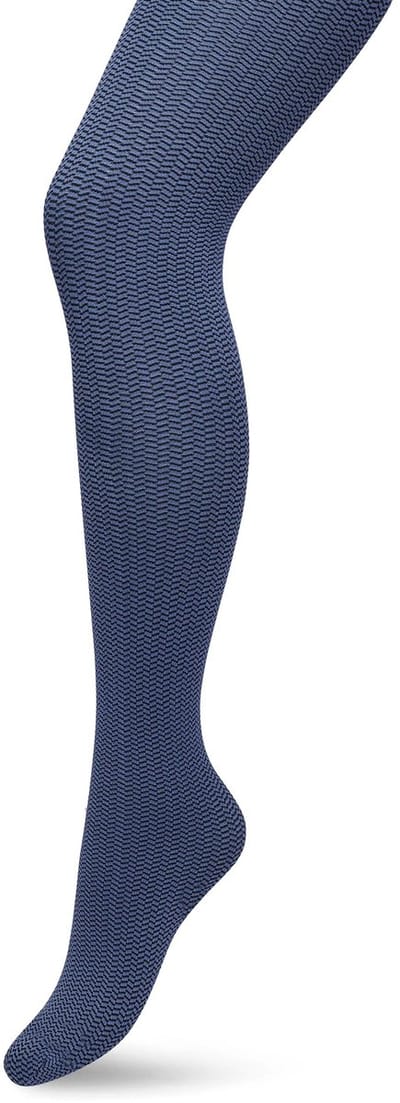 Bonnie Doon Dames Herringbone Panty 100 Denier Blauw maat S/M - Chique Panty - Streepjes Dessin - Brede Boord - Comfort - Herringbone Print - Gestreept - Little Herringbone Tights - Feestelijk - Blue Ashes - BP211908.146