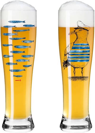 Ritzenhoff Bierglazen Weizen - Zee Design - 2 Stuks - Kristalglas - 646 ml - Bierglazen Set - Weizenbierglas - Geschikt voor de Vaatwasser