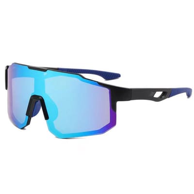Zonnebril - Fiets - Sport - Festival bril - Rave - Voor heren en dames - Zwart/blauw - Spiegelglazen