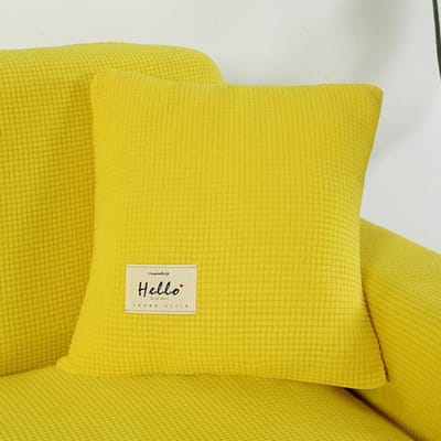 Housse de Coussin Polaire 45x45cm Jacquard Uni Taie d'Oreiller 45x45cm-2PCS yellow
