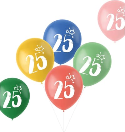 Folat - ballonnen Retro 25 Jaar Meerkleurig 33 cm - 6 stuks