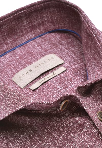 John Miller - Overhemd Bordeaux John Miller Tailored Fit Lange Mouw Overhemd Bordeaux 5140175-490