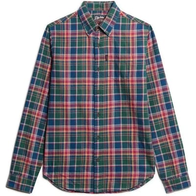 Superdry Vintage Geruit Overhemd van Biologisch Katoen Groen Grootte: L