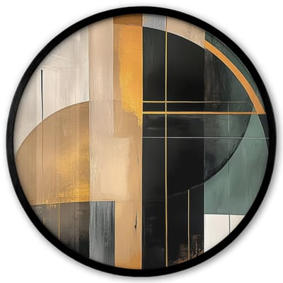 Poster in lijst Rond - Fotolijst 40x40 cm - Posters - Abstract - Goud - Brons - Groen - Vormen - Modern - Ronde posterlijst zwart - Decoratie - Wanddecoratie woonkamer - Muurdecoratie slaapkamer