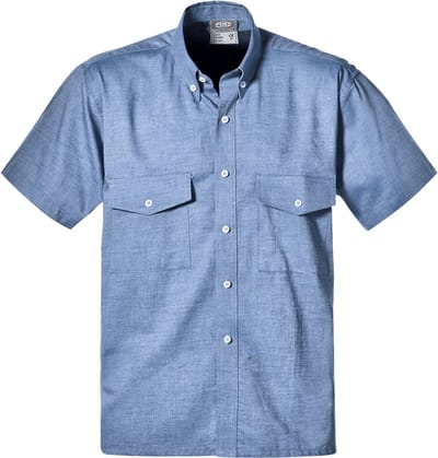SIR SAFETY OXFORD Korte mouw Werkshirt HEREN Blauw Wit - 100% Katoen - 130 g/m² - Borstzakken