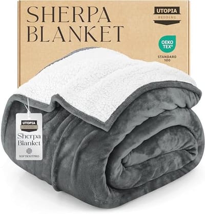 Omkeerbare Warme Fleece Deken 259x228 cm - Dikke Sherpa Deken voor Bed en Camping