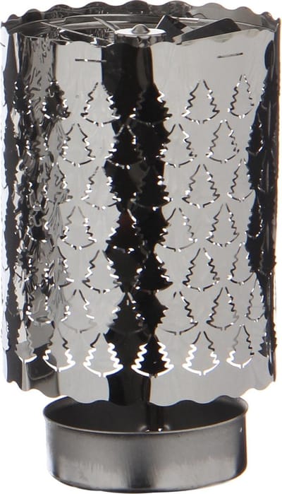 House Of Seasons Theelicht Houder Kerstboom 7 Cm Staal Zilver