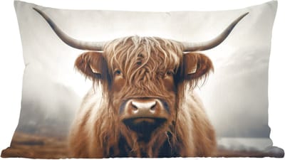 Sierkussens - Kussentjes Woonkamer - 60x40 cm - Schotse hooglander - Hoorns - Landschap
