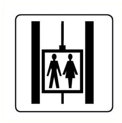 Gezamenlijke lift sticker, wit zwart 150 x 150 mm