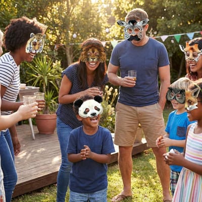 Dierenmaskers Kinderen - Papieren Feestmaskers - Verkleedfeestjes - 16 Stuks Set - Variërend Formaat - Jungle Thema