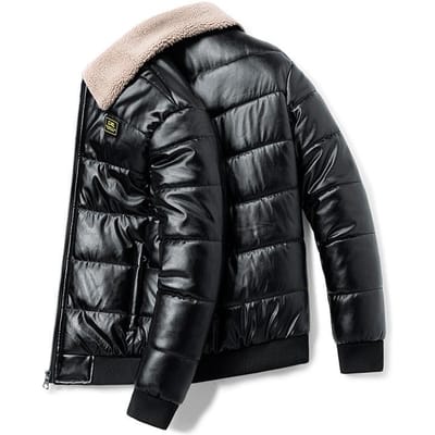 Nouveaux vêtements en cuir et coton pour hommes, collier de cheveux pour hommes, tendance, manteau d'hiver coréen pour hommes, veste épaissie L gray