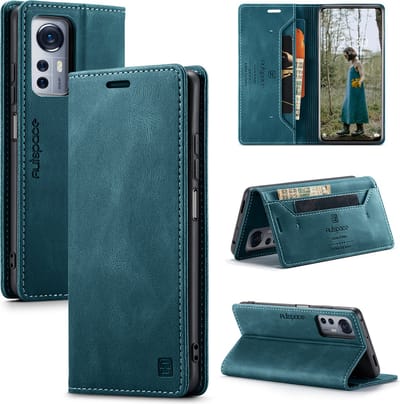 Luxe Flip Case met RFID Bescherming Kaarthouder en Magneetsluiting voor Xiaomi Mi 12 / 12X _ Blauw