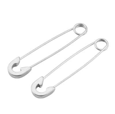 Fliex - oorbellen - veiligheidsspeld - stainless steel - zilver