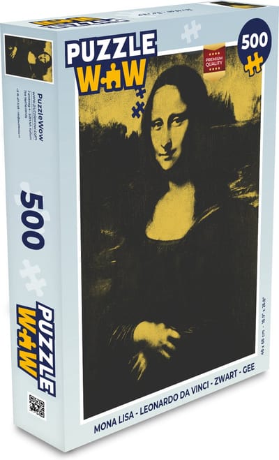 Puzzel Mona Lisa - Leonardo da Vinci - Zwart - Geel - Legpuzzel - Puzzel 500 stukjes