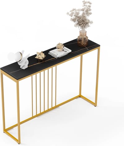 SteeFly® Luxe wandtafel - Extra lang & stijlvol - Moderne bijzettafel - Zwart met goud accent - Afmetingen: 120x30x78,5cm