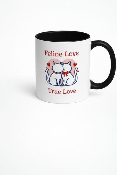 Feline Love True Love Katten Mok - Romantische Koffiemok voor Kattenliefhebbers & Valentijn