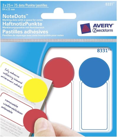 Sticky note dots 3-kleuren geassorteerd 75x