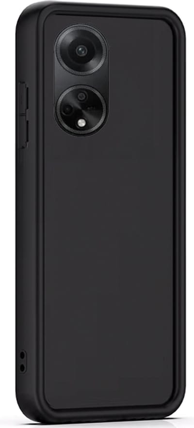 Hoesje geschikt voor Oppo A38 / A18 - Versterkte randen - Bescherming Camera & Scherm - Matte Design Jet Zwart