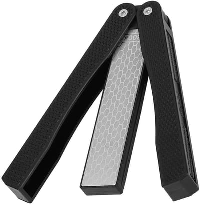 Dailygoods- Messenslijper Dubbelzijdig 400/600 Korrel - Diamanten Slijpsteen - Antislip Handgreep - Opvouwbaar - Lichtgewicht - Draagbaar
