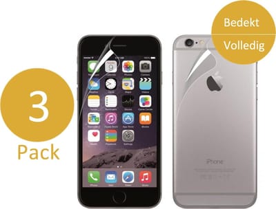 3x Screenprotector geschikt voor Apple iPhone 6 / 6s - Voor- en Achterkant 360 Graden Glas PET Folie Screenprotector Transparant 0.2mm 9H (Full Screen Protector)