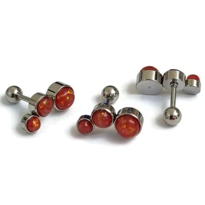 Aramat Jewels | Piercings | Stalen Rode Opaal Helix Piercing - Linkeroor | | | |14mm | Staal | Volwassenen | Verkleurd niet