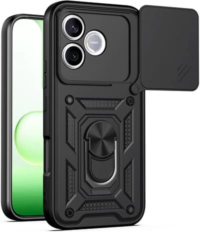 Hoesje geschikt voor HONOR 600 Lite - Phonesta CamShield Back Cover met Camera Slider - Zwart