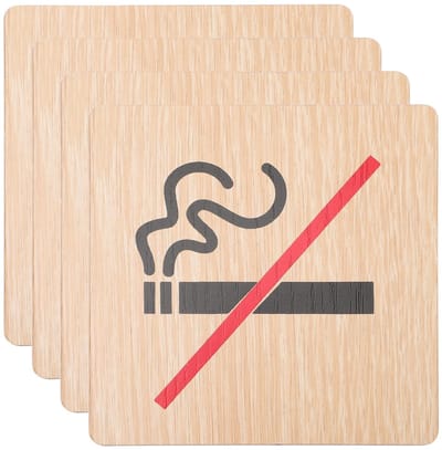 Dailygoody - Roken Verboden - Waarschuwingsborden - Houten Bordjes - 4 Stuks - Veiligheidsborden voor Restaurants - 10x10 cm