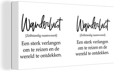 Canvas Schilderij Spreuken - Quotes - Een sterk verlangen om te reizen - Wanderlust - 40x20 cm - Wanddecoratie