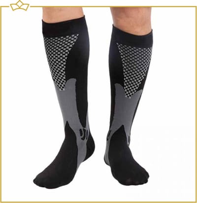 ATTREZZO® Compressiekousen - Duopack Sport Compressiesokken – Steunkousen - sport vliegtuig hardlopen – Zwart – maat S/M