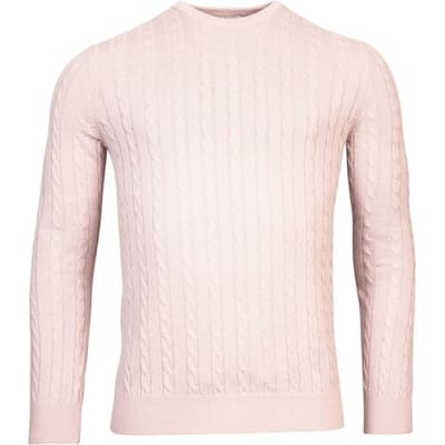 Thomas Maine Trui Cashmere Crew Neck Single Knit Cable Pattern Licht Lila / male