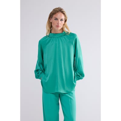 Summum Woman Top High Neck Silky Touch Peacock Size: 38 | Blouses Outlet | Dames | Groen