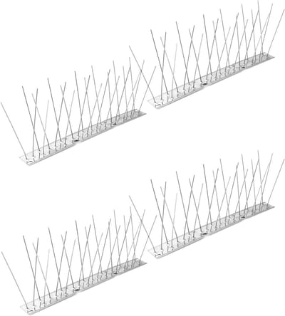 4-delige set van 25 cm roestvrijstalen duiven spikes voor effectieve duivenbestrijding en bescherming van daken, balkons en serres, in totaal 1 meter lang