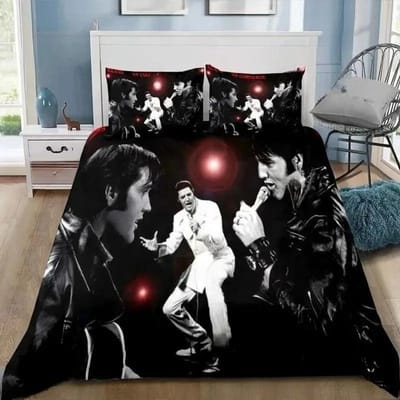 P-Presley Dekbedovertrek Retro E-Elvis Beddengoed Set Dekbed Beddengoed Set Dekbedovertrek Kussensloop King Queen Twin Maat Jongens Meisjes Volwassenen 100x135cm-2pcs