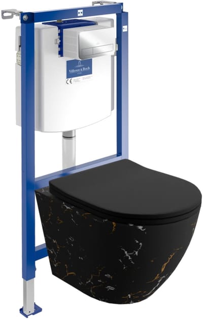 VILLEROY&BOCH ViConnect H112 Inbouwreservoir - SOFI SLIM FIRE Rimless Wandcloset - Chroom Drukplaat - Set