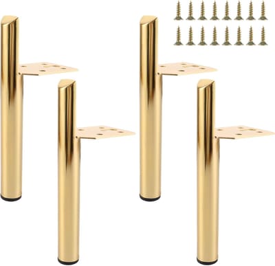 Poten metaal, 18 cm / 7", meubelpoten met schroeven, gouden meubelvoeten voor sofa, tv-kast en meubels