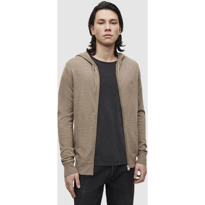 AllSaints Mode Merino Zip Hood Warm Taupe Marl Size: XXL | Hoodies Outlet | Heren | Beige