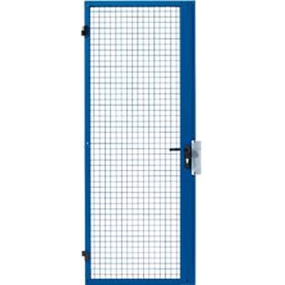 Enkele vleugeldeur, voor gaas-scheidingssysteem, Deuraanslag rechts/links, B 850 x H 2070 mm, met insteekslot, blauw
