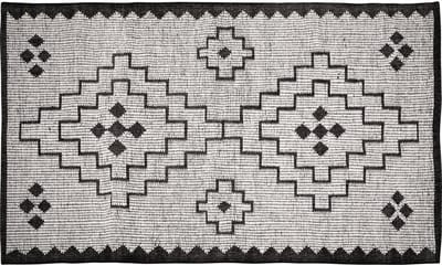 WOOOD Omari Vloerkleed - Wol/Jute - Naturel/Zwart - 1x160x230 cm