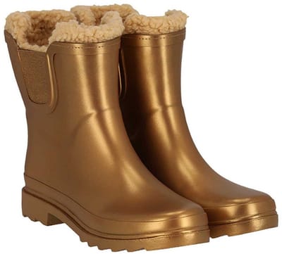 Gold metallic gevoerde Chelsea damesregenlaars Rubber Rain Boots van XQ 38