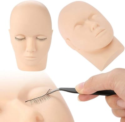 JHUBERS- Oefenhoofd Zacht Rubber - Wimper Make-up - Massage Oefening - Valse Hoofdvorm - 24,4 x 15,5 cm - Ideaal voor Kappers - Make-up Hoofd