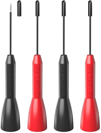Multimeter Test Tips - Test Probes - Non-Destructive Testing - 2mm Bushing 1mm Needles - 4 Stuks - Rood en Zwart