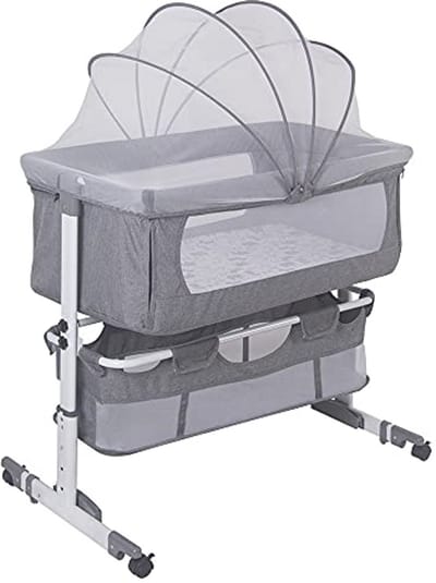 Verstelbare Babywieg met Muggennet en Wieltjes - Draagbaar Babybed 0-36 Maanden