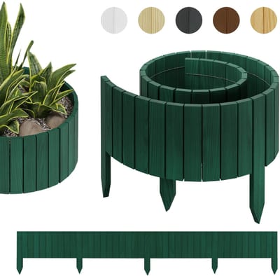 be4nature Flexibele tuinborder 200 x 10 cm Donkergroen Decoratieve rollborder van dennenhout Geïmpregneerde tuinomheining op rol